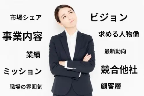 企業研究について考える女性