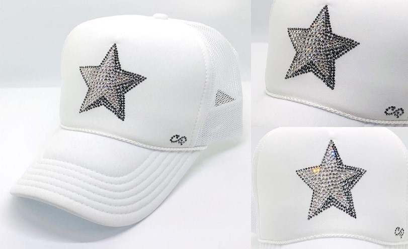 Rock Star swarovski cap white