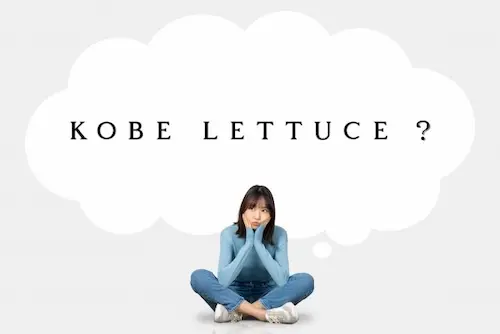 考える女性　「KOBE LETTUCE？」